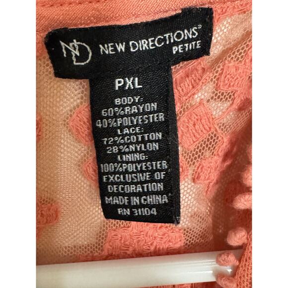 New Directions Petite Pink/Coral Dress, Sleeveless, Lace, Pom Poms, PXL - Picture 6 of 6